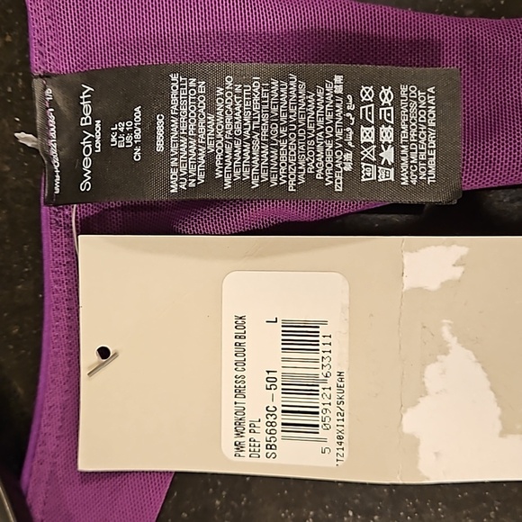 SWEATY BETTY Power Workout Colorblock Performance Dress ~ Deep Purple Large NWT - Picture 16 of 16